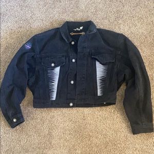 Vintage L.A. Gear Cropped Black Denim Jacket